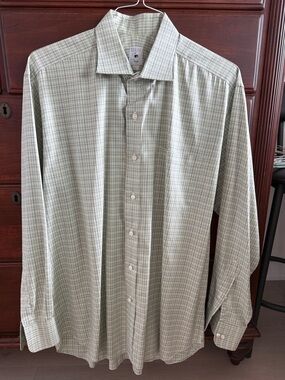 Robert Talbott Light Green Checked Dress Shirt
